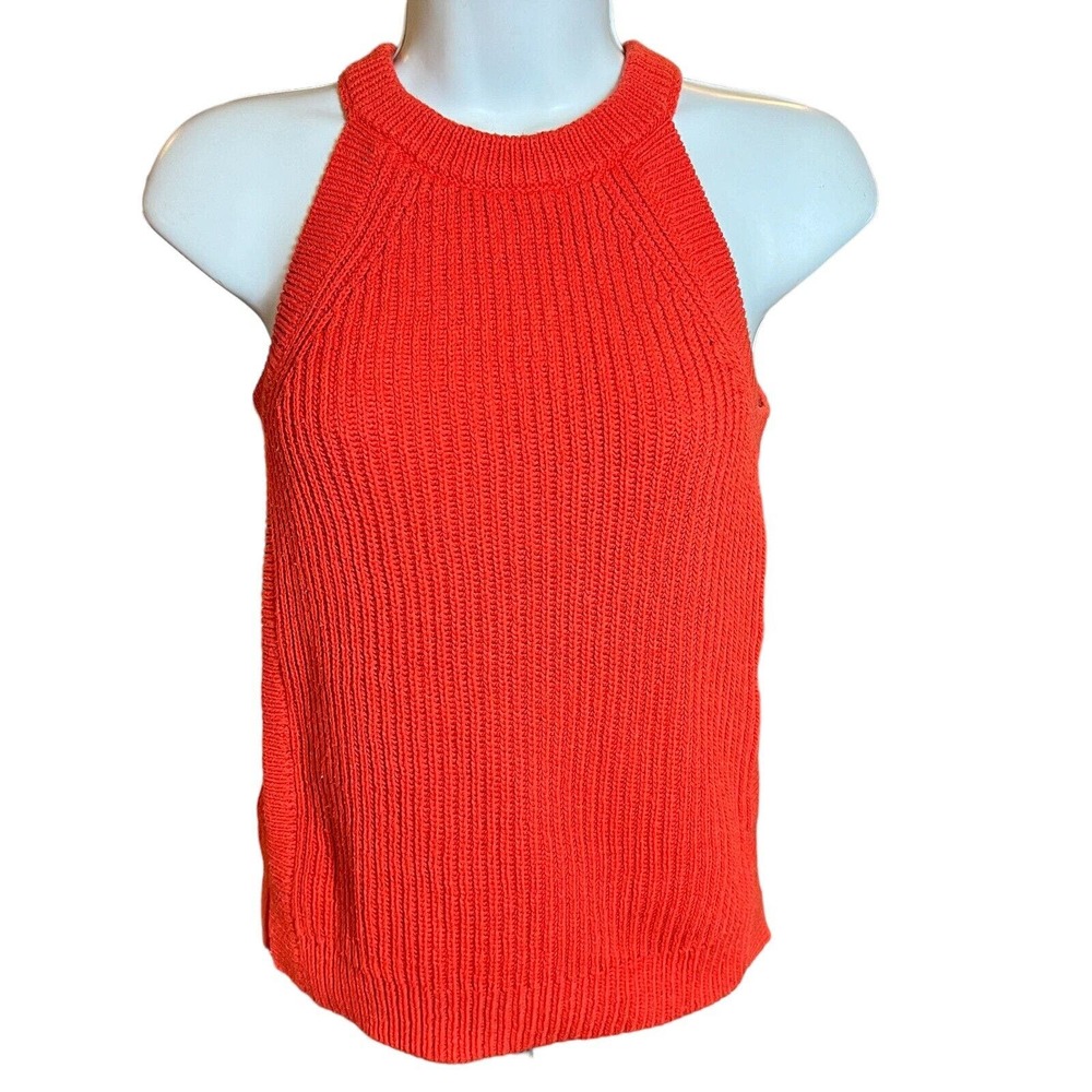 Madewell Knit Tank Top Crew Neck Sleeveless Cotton Polyamide Red XXS
